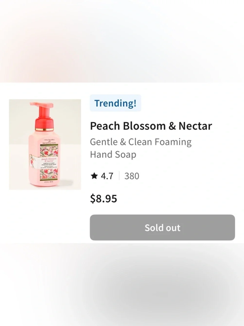 BBW X Vera Bradley PEACH BLOSSOM & NECTAR Foaming Hand Soap Set